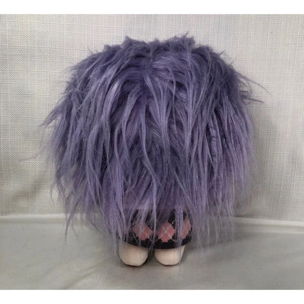 Celimon Plush Doll Lavender Hair Goth Argyle Cardigan Purple Eyes 8 inch